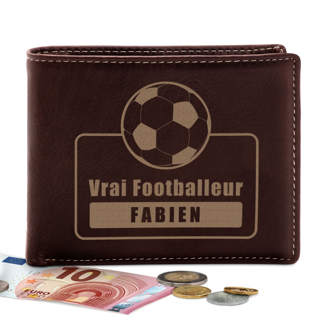 Billetera de cuero personalizada Murrano para aficionados al fútbol