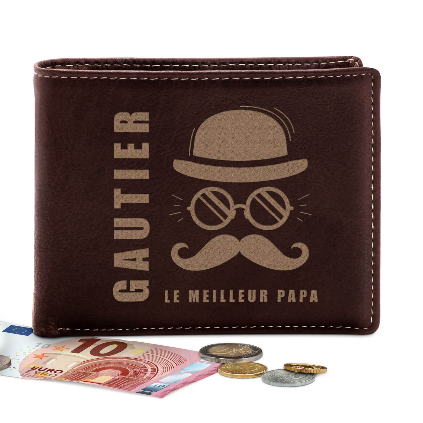 Monedero de cuero personalizado para papá