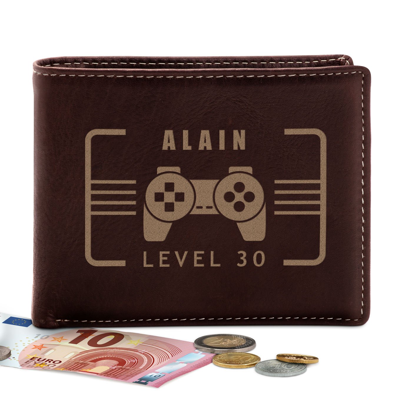 Billetera de cuero personalizada para el cumpleaños número 30 de un jugador