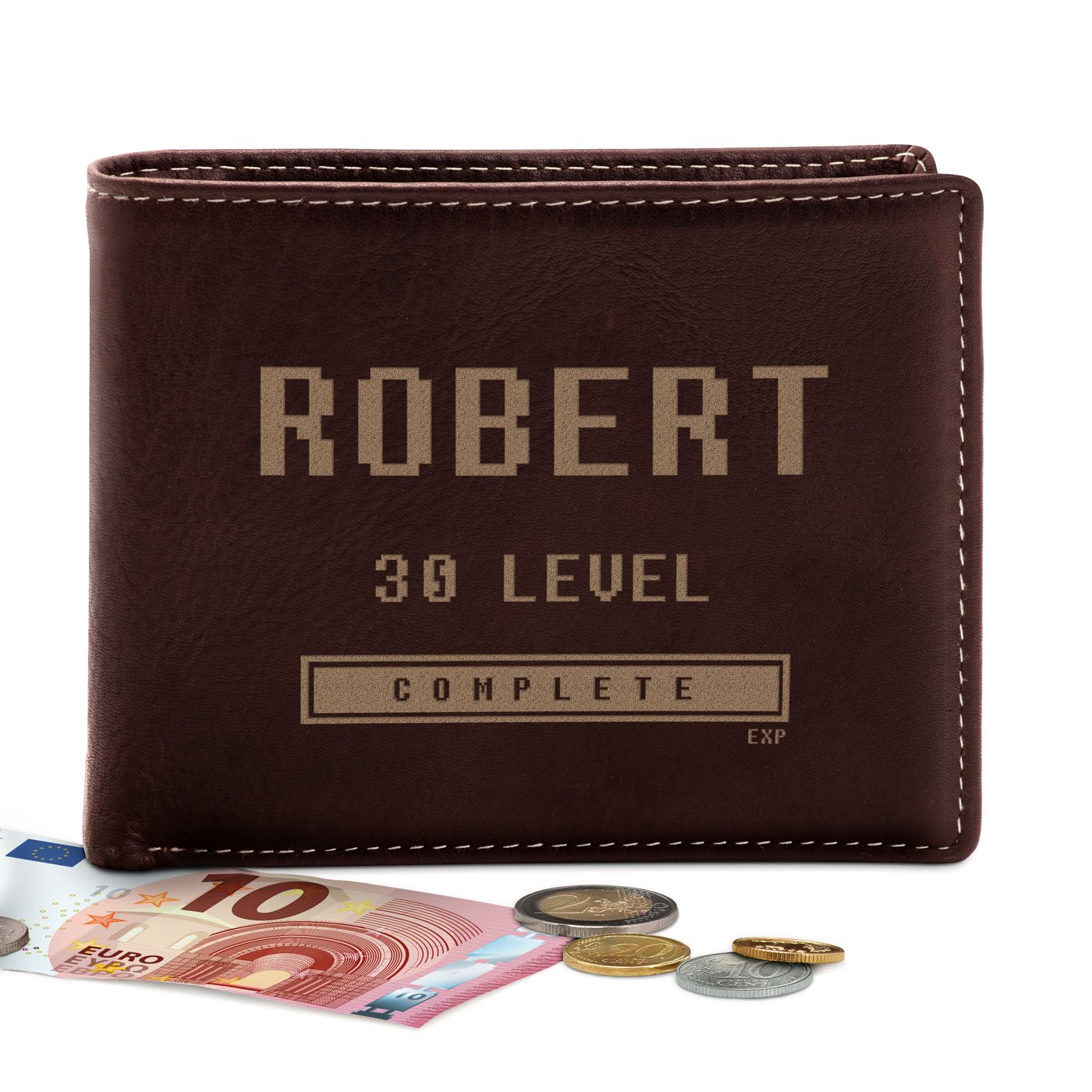 Billetera de cuero personalizada Murrano para el cumpleaños número 30 de un hombre