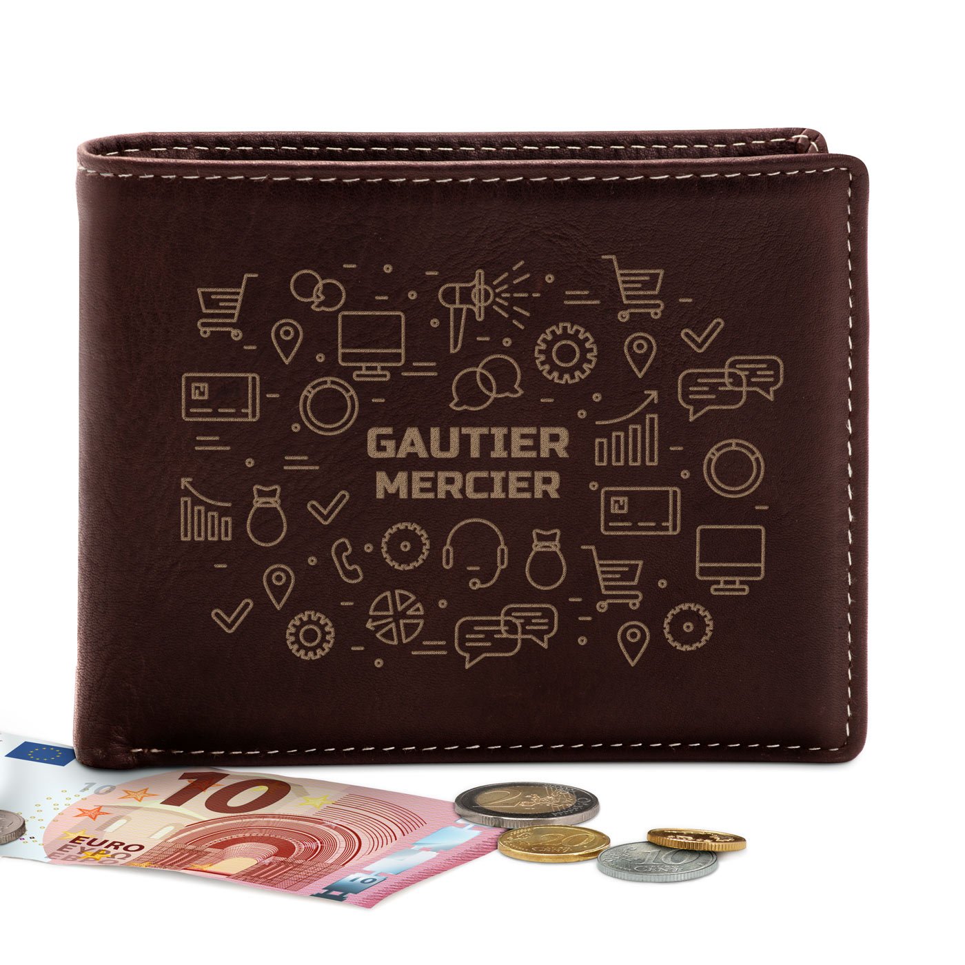 Billetera de cuero personalizada para novio