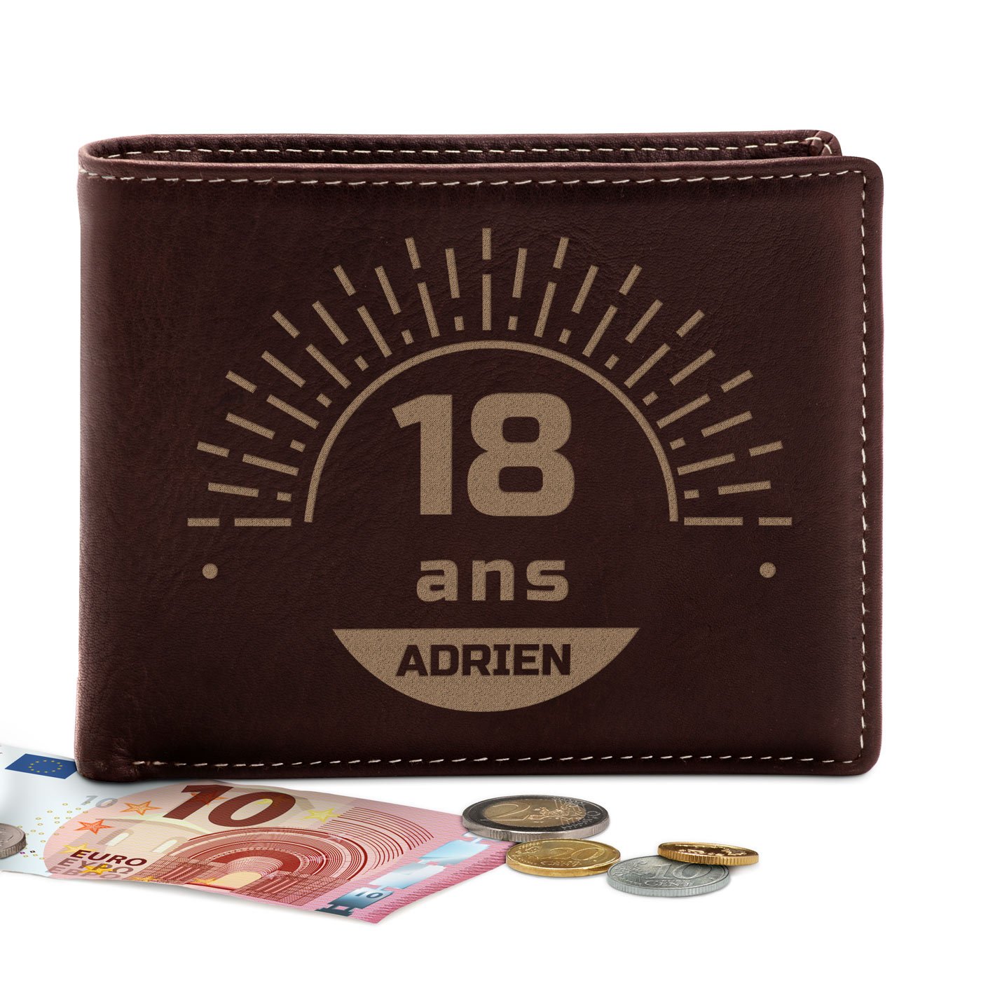 Billetera de cuero personalizada Murrano para cumpleaños 18 años