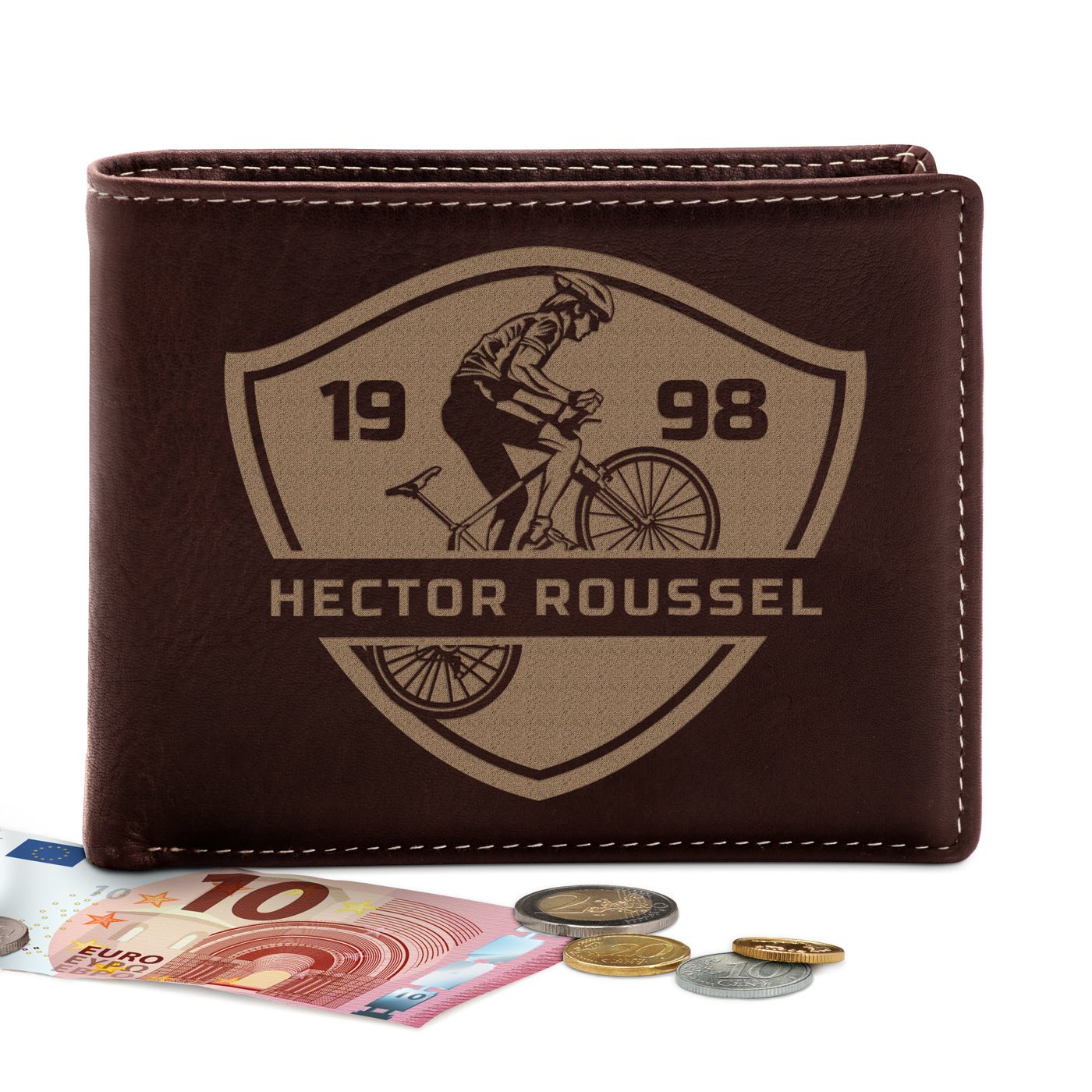 Monedero de cuero personalizado Murrano para el mejor ciclista
