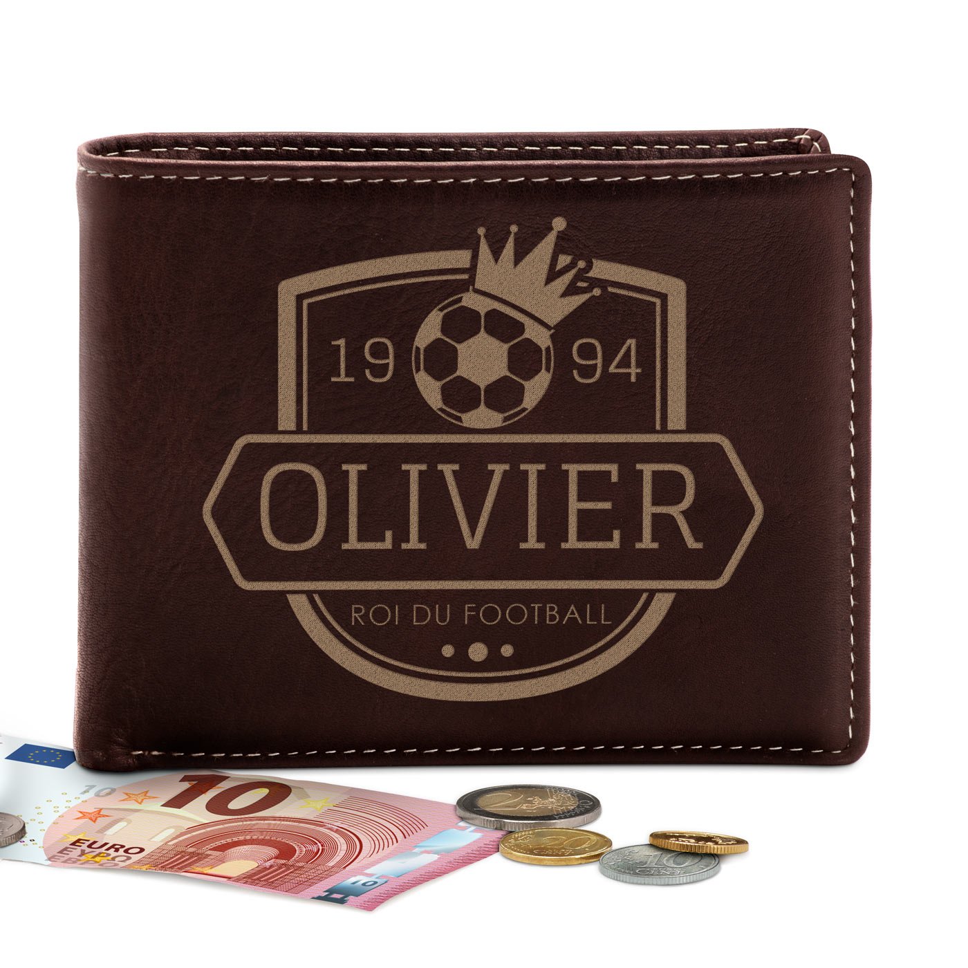 Billetera de cuero personalizada Murrano para fanático del fútbol