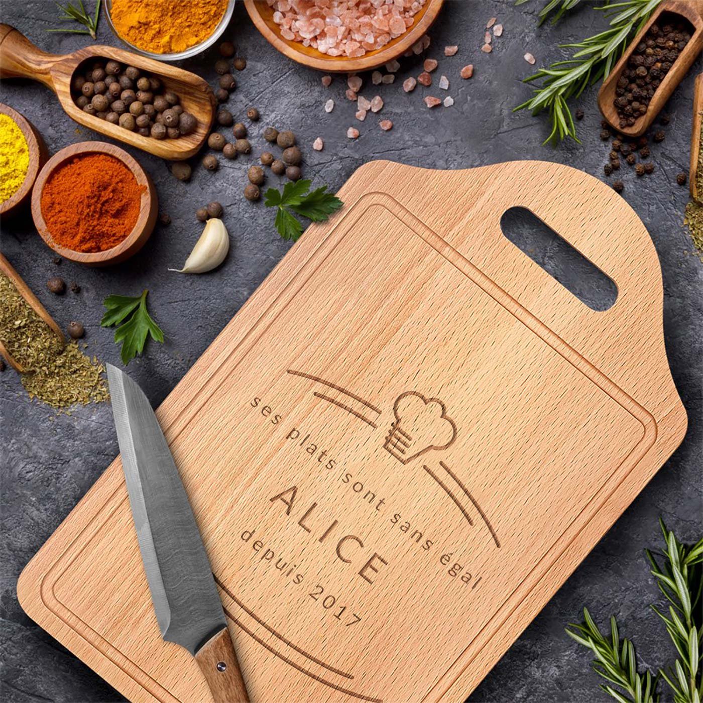 Planche à découper en bois personnalisée Murrano pour l'anniversaire de votre sœur