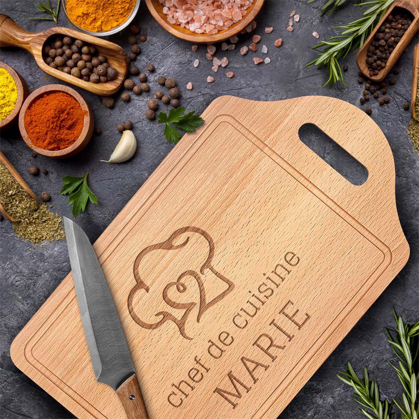 Planche à découper en bois personnalisée Murrano pour femme - Cadeau de la Saint-Valentin