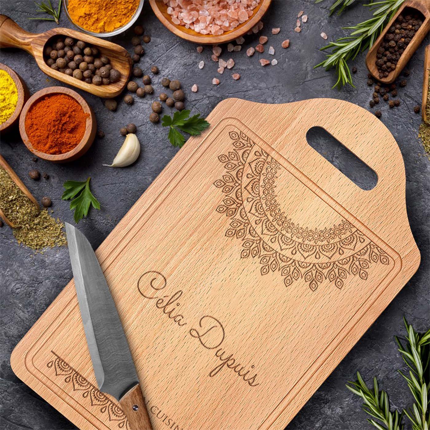 Murrano Wood Cutting Board with Engraving for a Girlfriend for Valentine's Day
