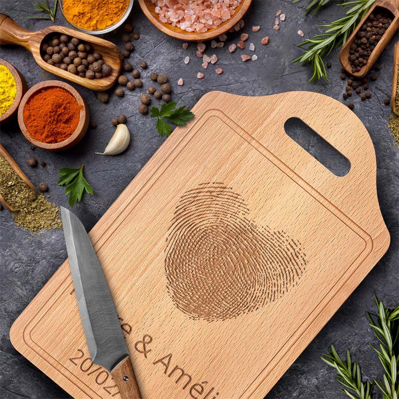 Murrano Personalized Wooden Cutting Board for the Bride and Groom