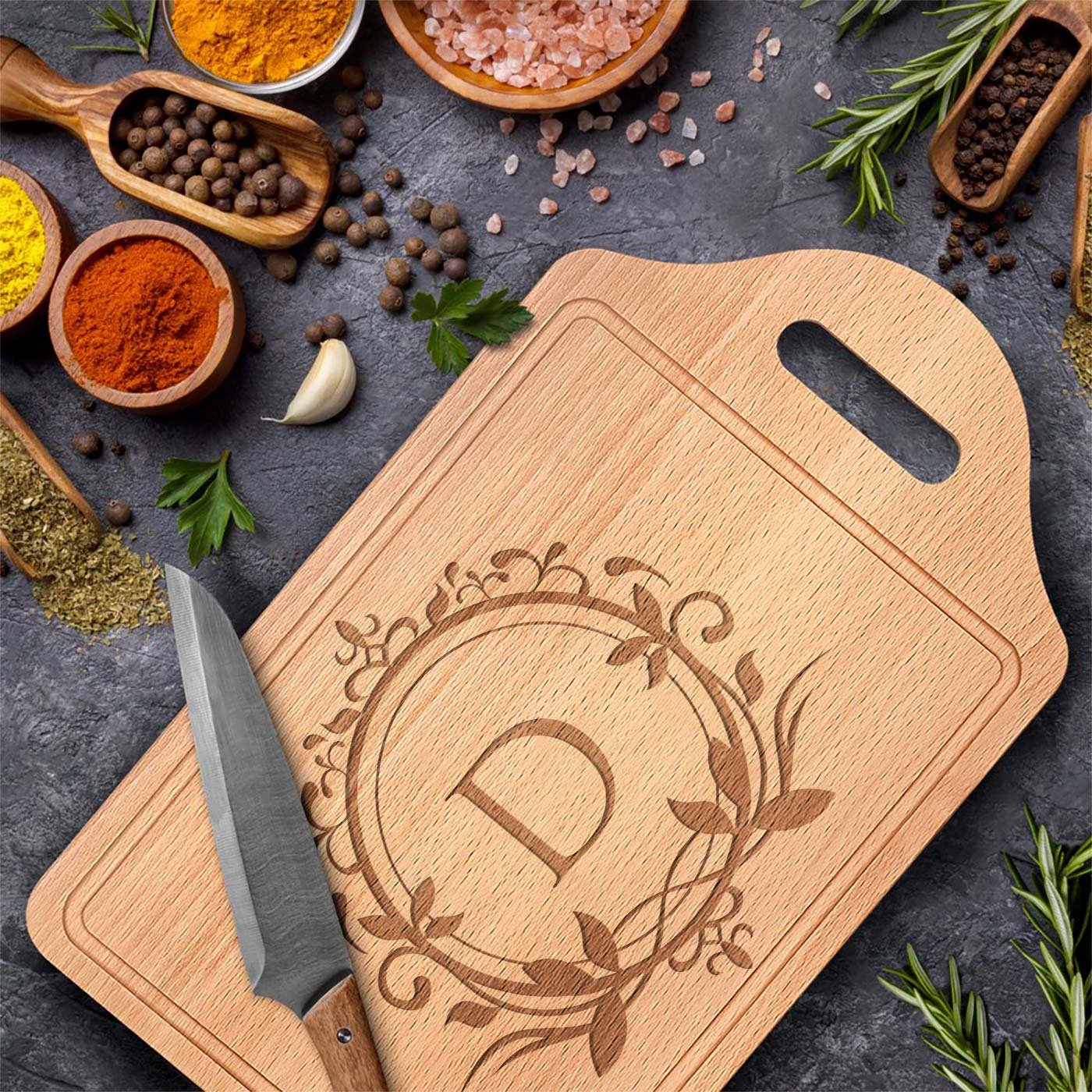 Planche à découper en bois Murrano avec gravure pour l'anniversaire d'un proche