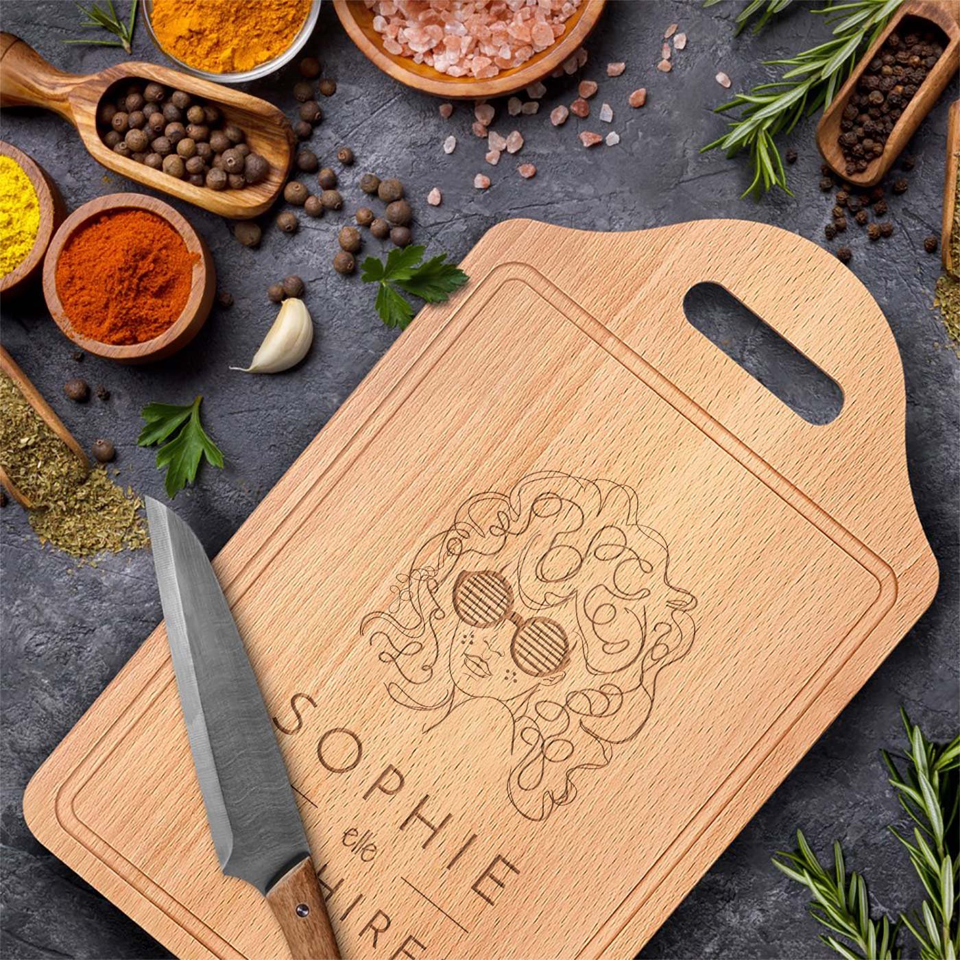 Murrano Personalized Wood Cutting Board for a Friend's Birthday