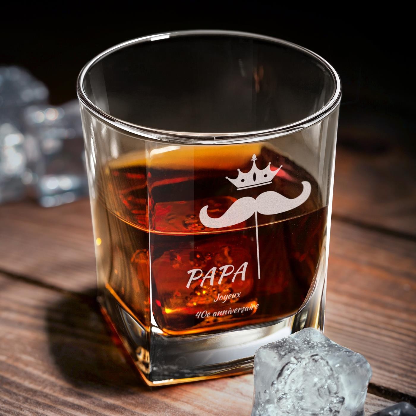 Set de Jarra Curva Murrano y 6 Vasos con Grabado Láser para el Cumpleaños número 40 de Papá
