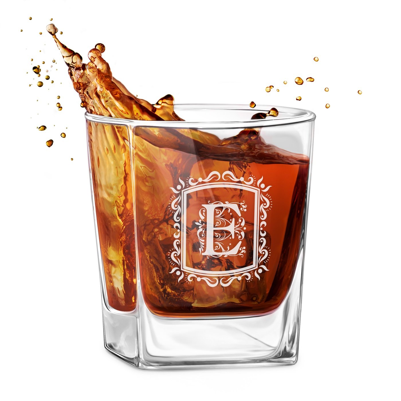 Copa de whisky personalizada Murrano para el aniversario del hombre con inicial