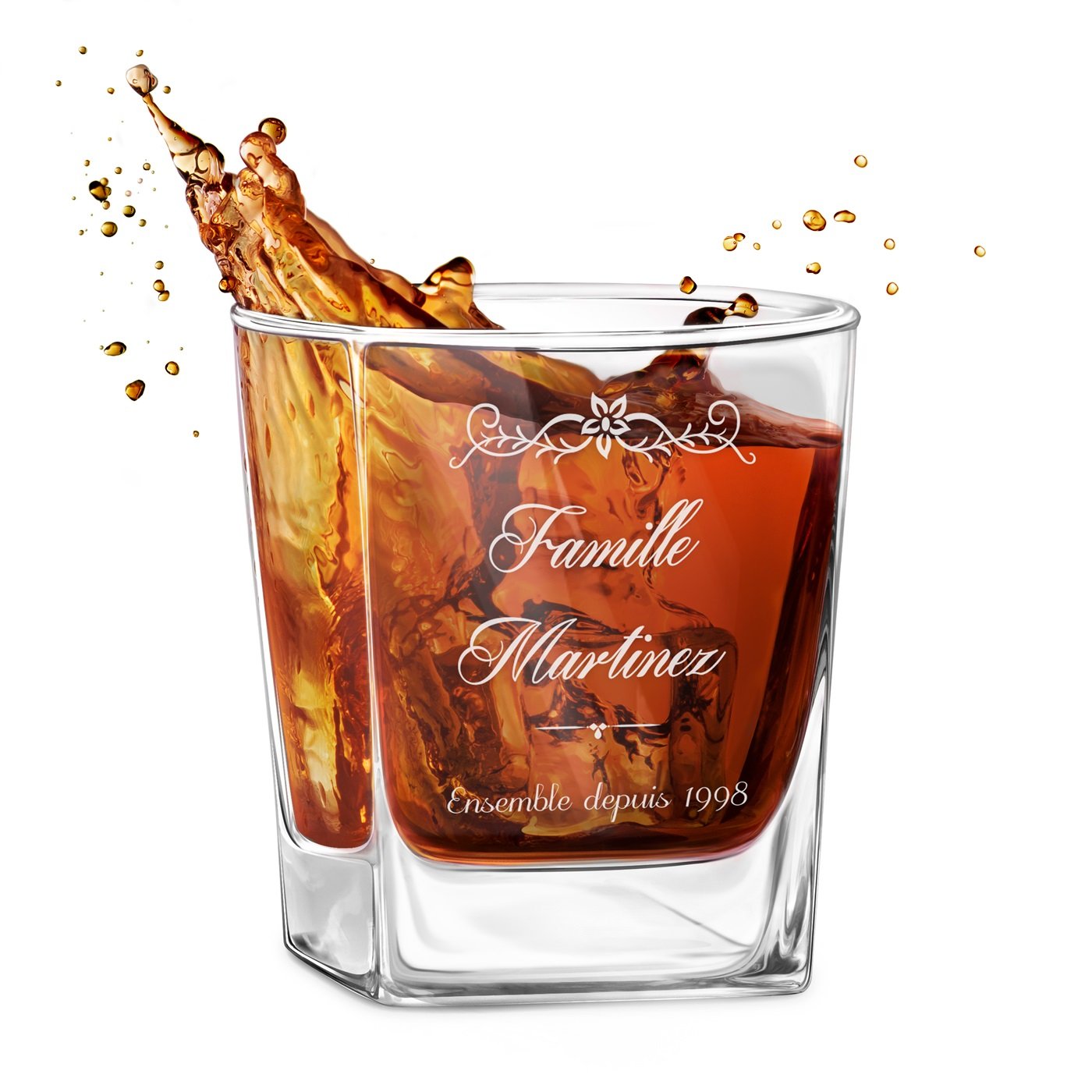 Copa de whisky personalizada Murrano para pareja