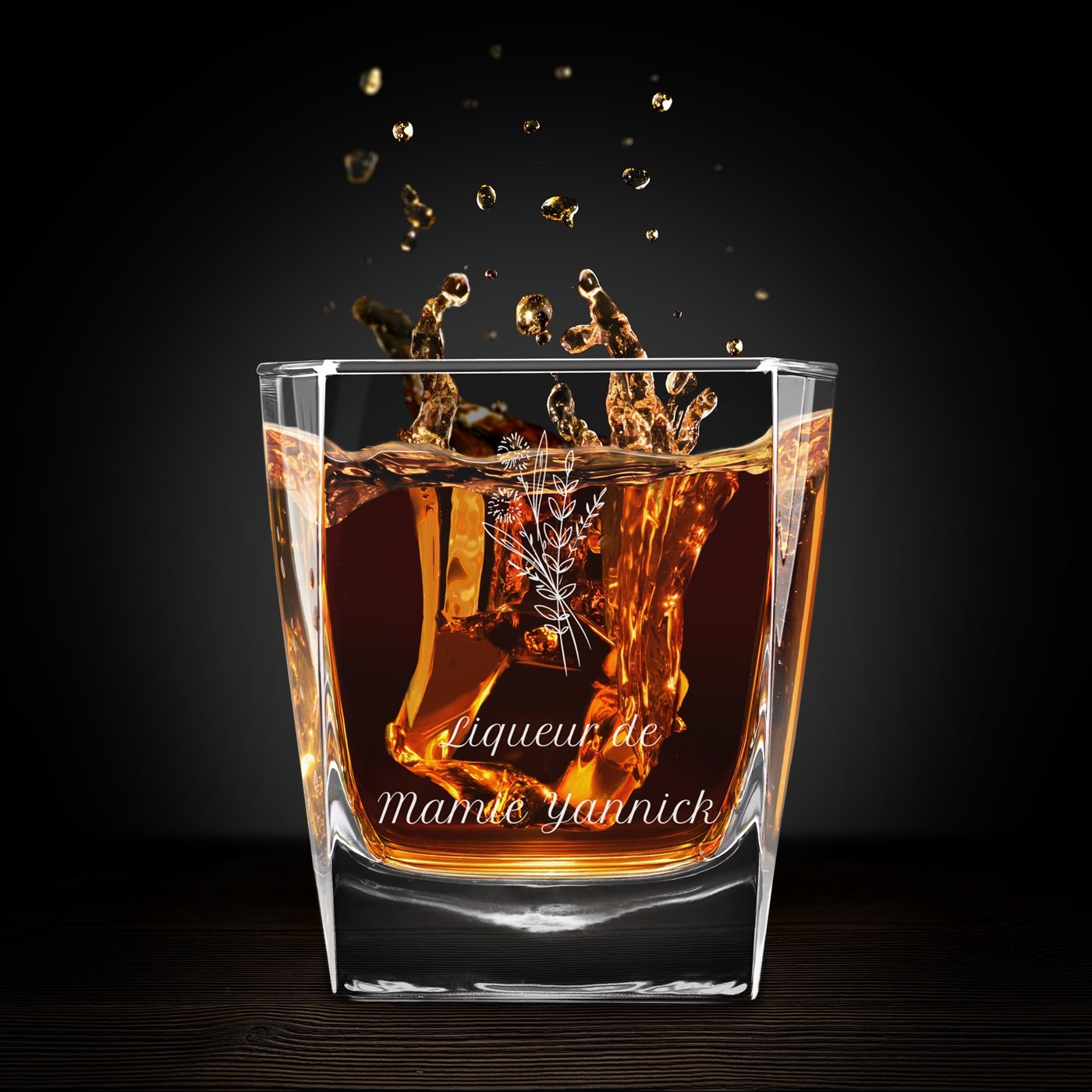 Taza de whisky personalizada Murrano para el cumpleaños de la abuela