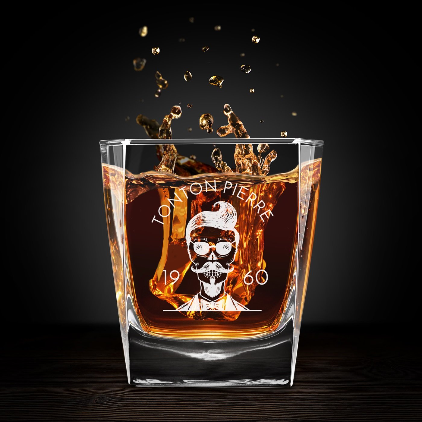 Copo de whisky personalizado Murrano con grabado para tío