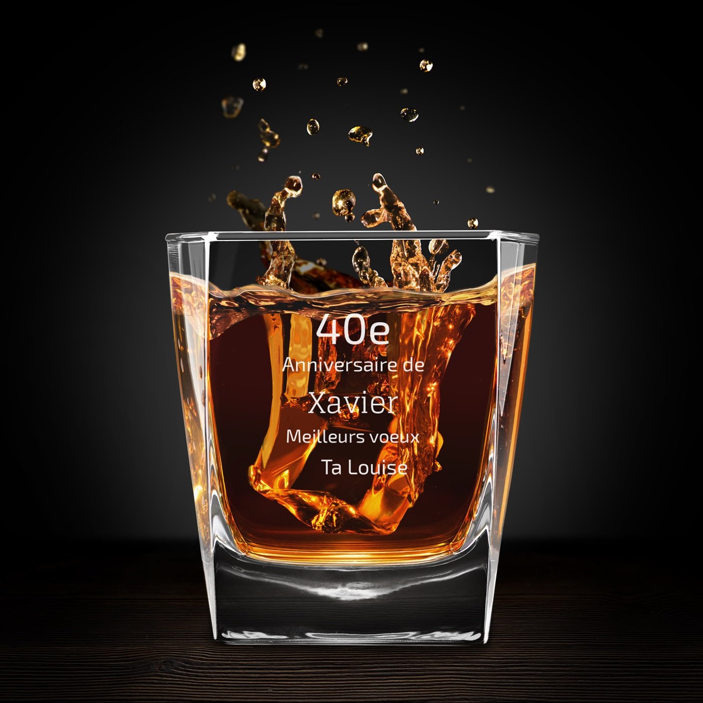 Vaso de whisky personalizado para hombre por su 40º cumpleaños de Murrano