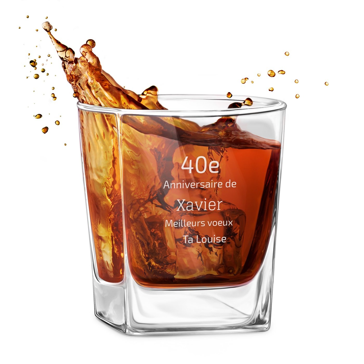 Vaso de whisky personalizado para hombre por su 40º cumpleaños de Murrano