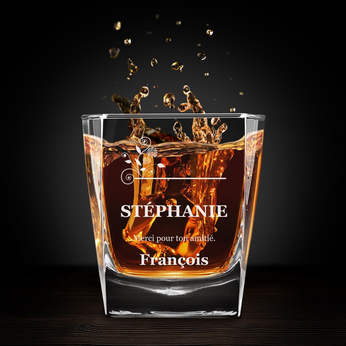 Taza de whisky personalizada Murrano para testigo de boda