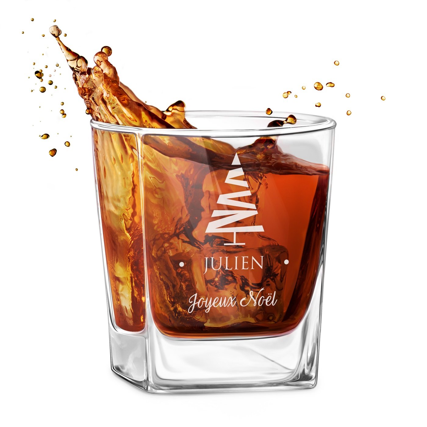 Copo de whisky personalizado Murrano para mejor amiga en Navidad