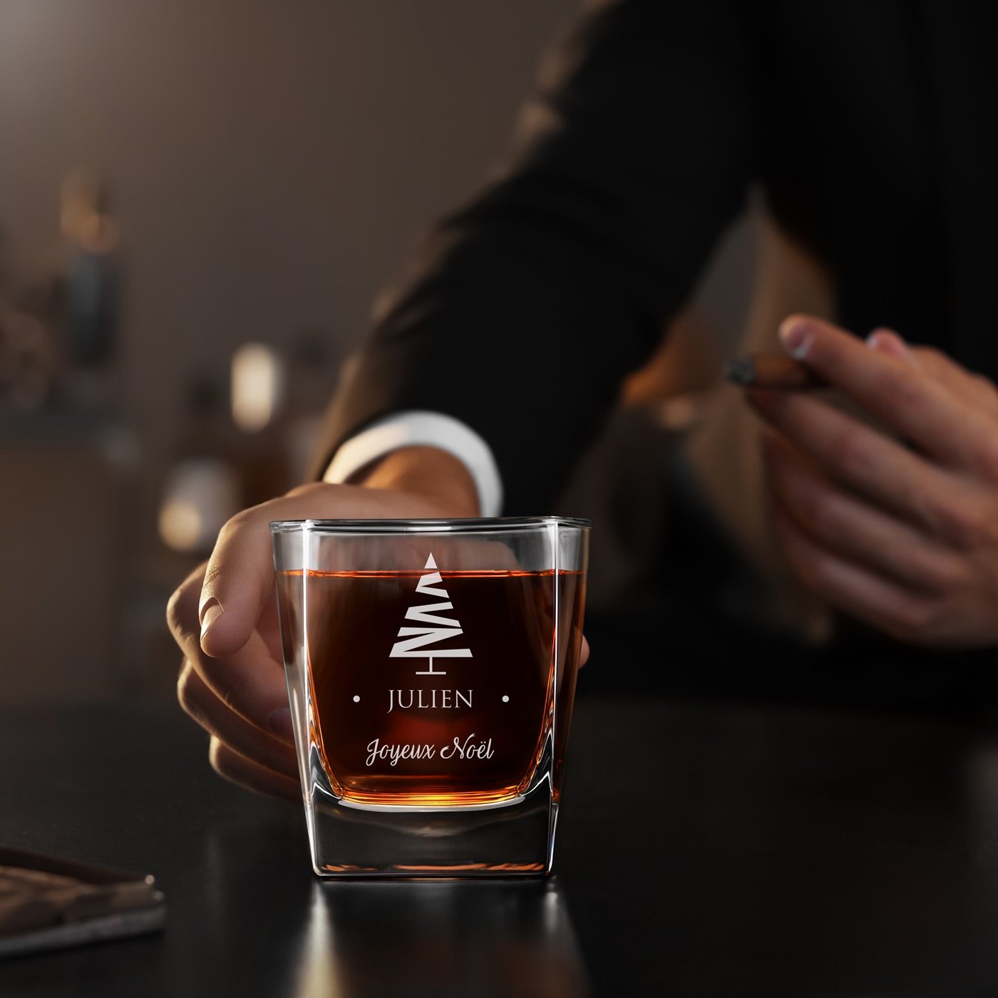 Copo de whisky personalizado Murrano para mejor amiga en Navidad