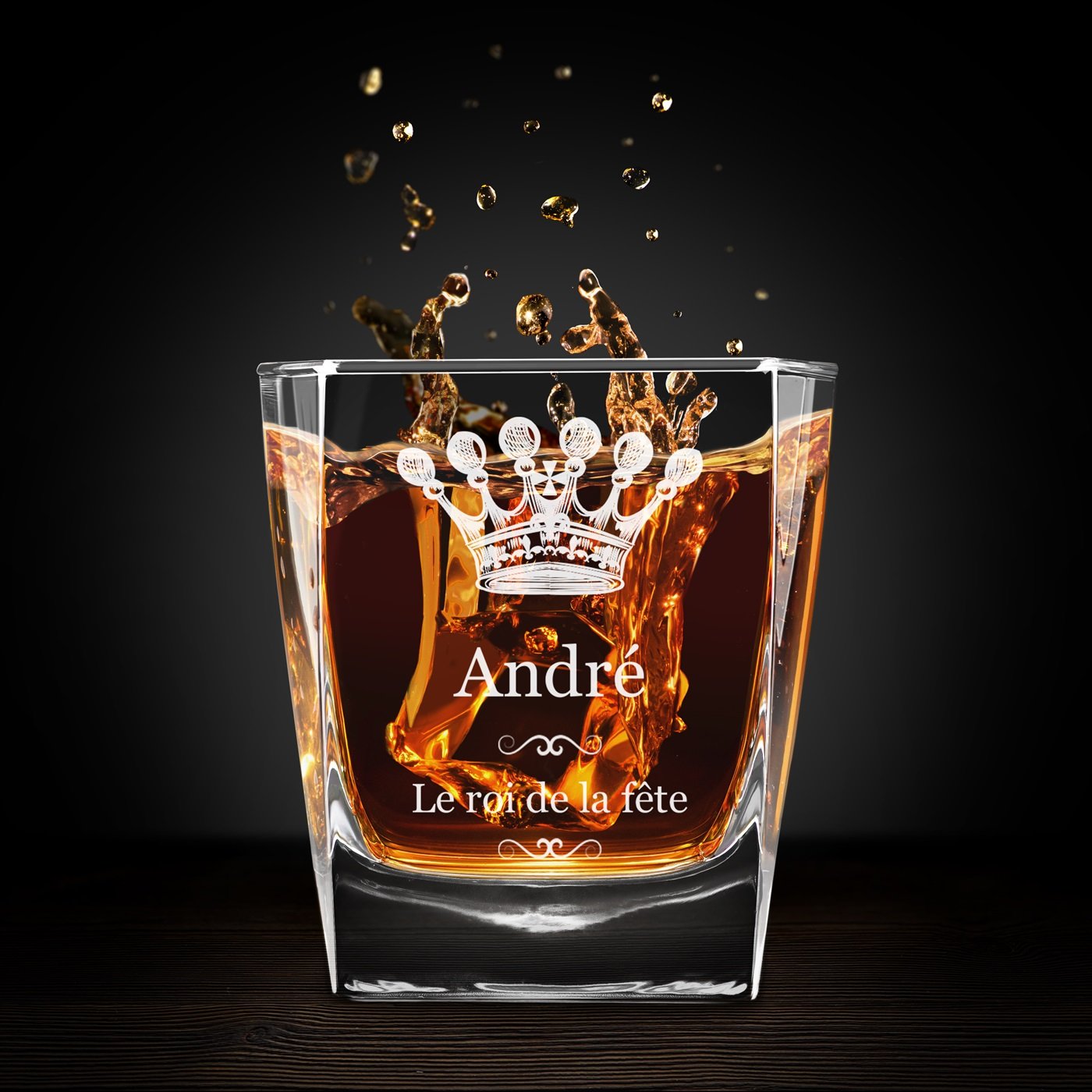 Vaso de whisky personalizado Murrano con grabado láser para el cumpleaños de un amigo