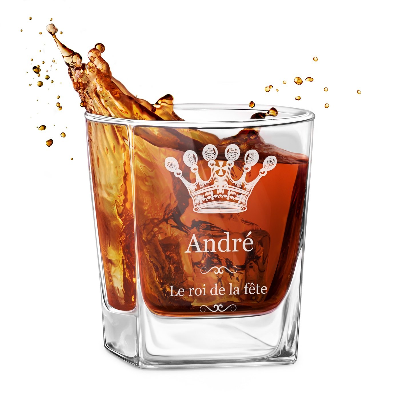 Vaso de whisky personalizado Murrano con grabado láser para el cumpleaños de un amigo