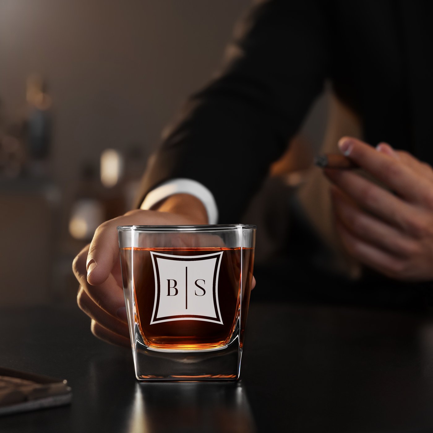 Vaso de whisky personalizado para pareja con iniciales Murrano