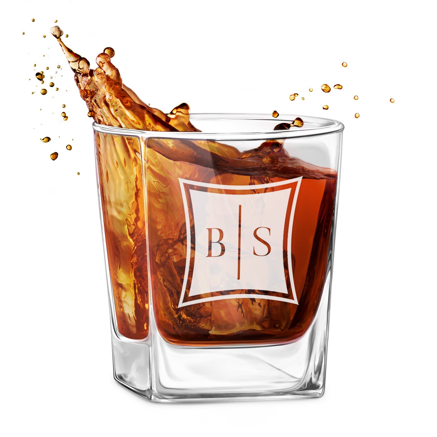 Vaso de whisky personalizado para pareja con iniciales Murrano