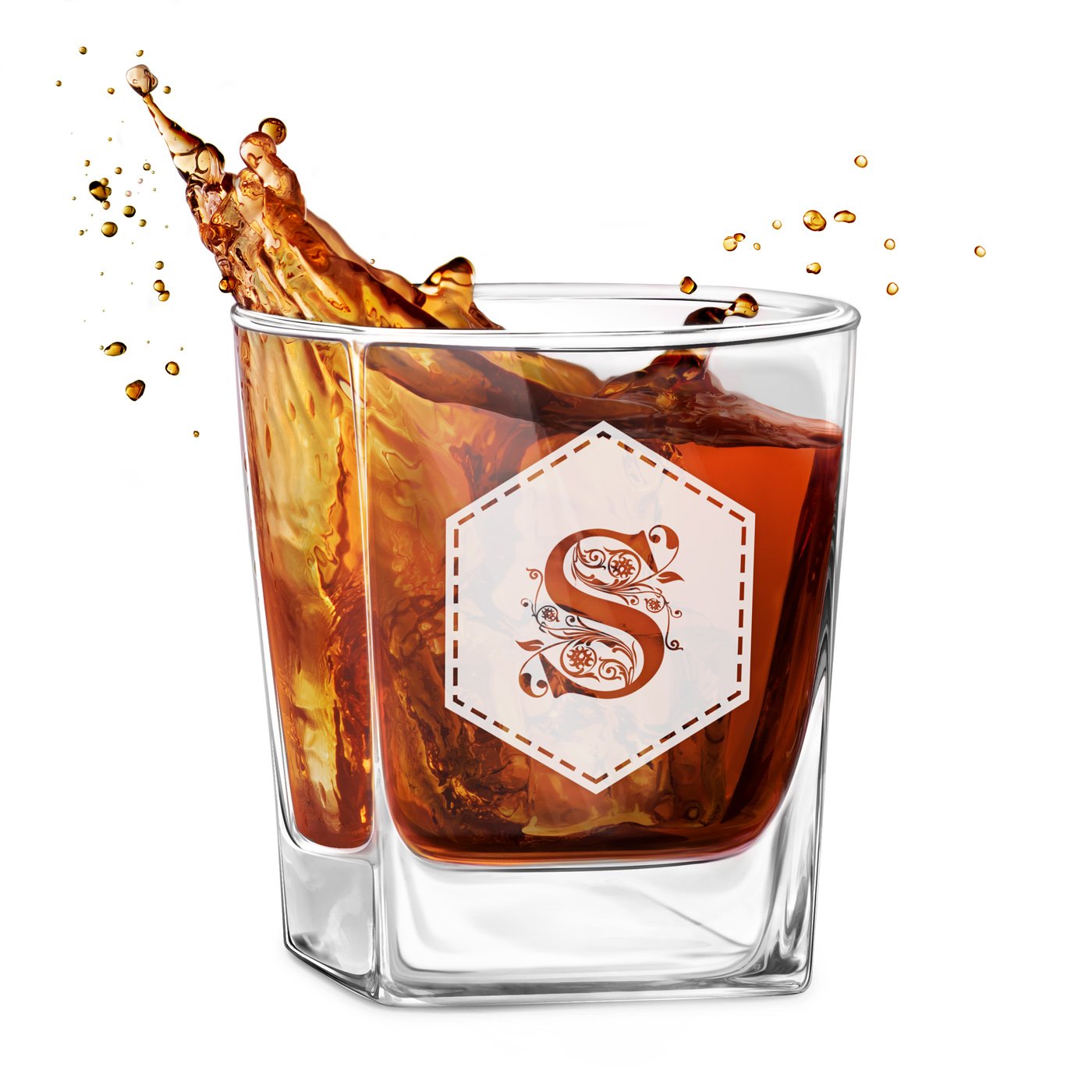 Vaso de whisky personalizado Murrano con grabado láser para hombre