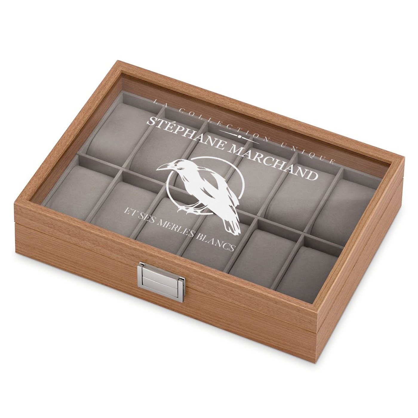 Caja de relojes grabada Murrano - Regalo de aniversario para padrino