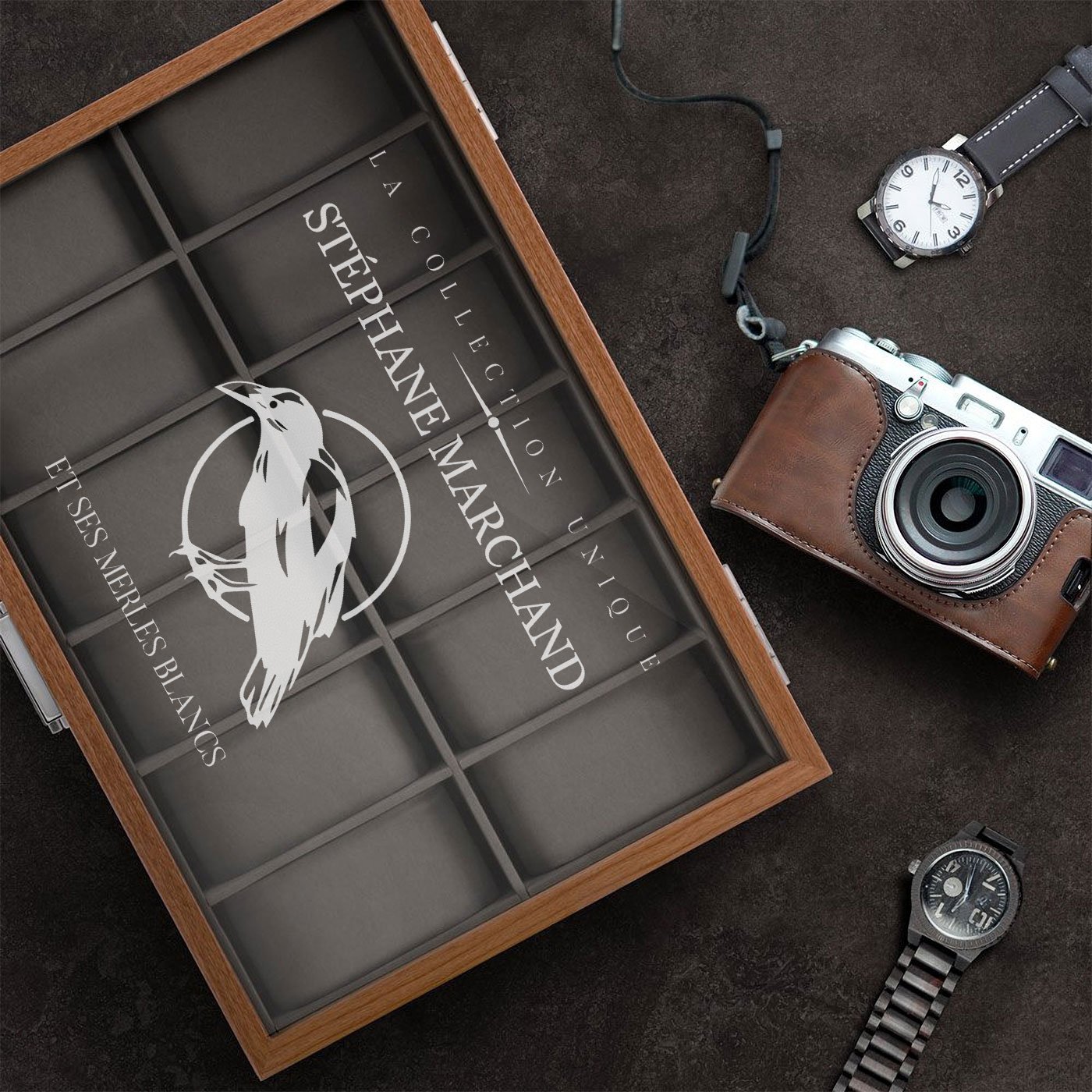 Caja de relojes grabada Murrano - Regalo de aniversario para padrino