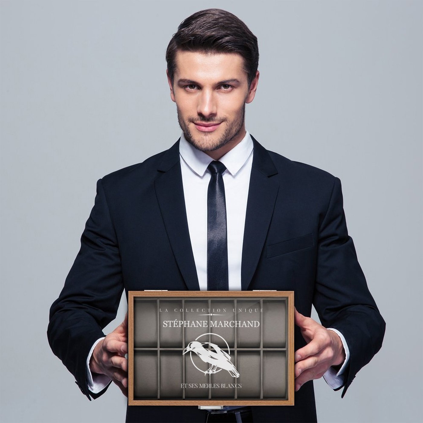 Caja de relojes grabada Murrano - Regalo de aniversario para padrino