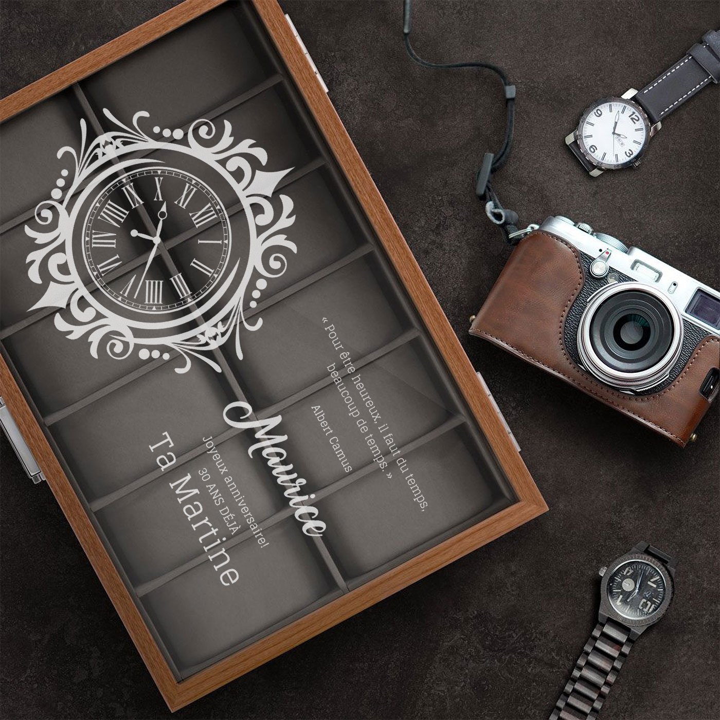 Murrano Engraved Watch Box for Husband's 30th Birthday