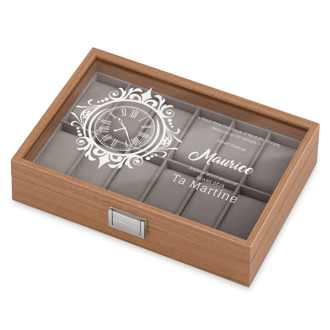 Murrano Engraved Watch Box for Husband's 30th Birthday