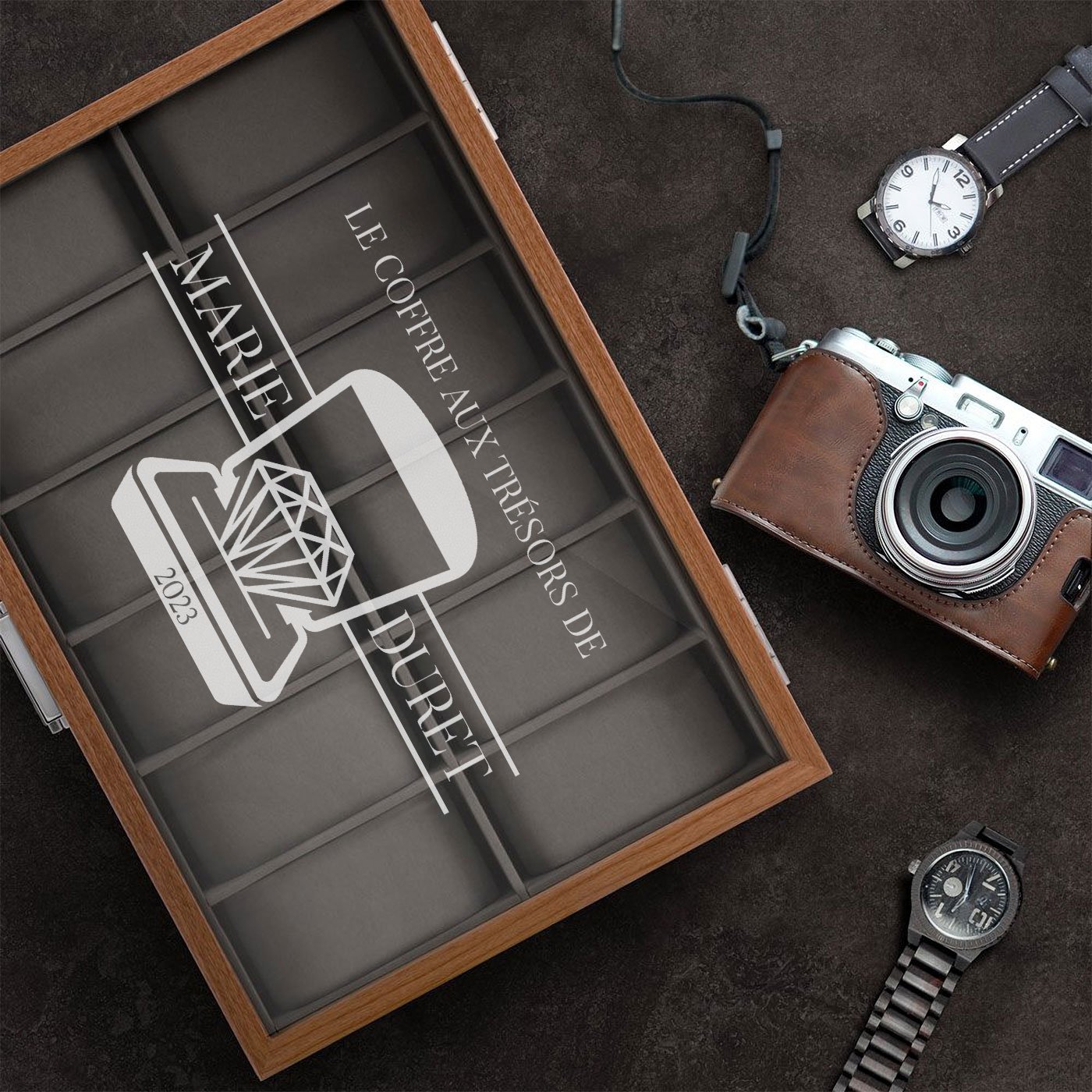 Murrano Engraved Watch Box for Her - Anniversary Gift