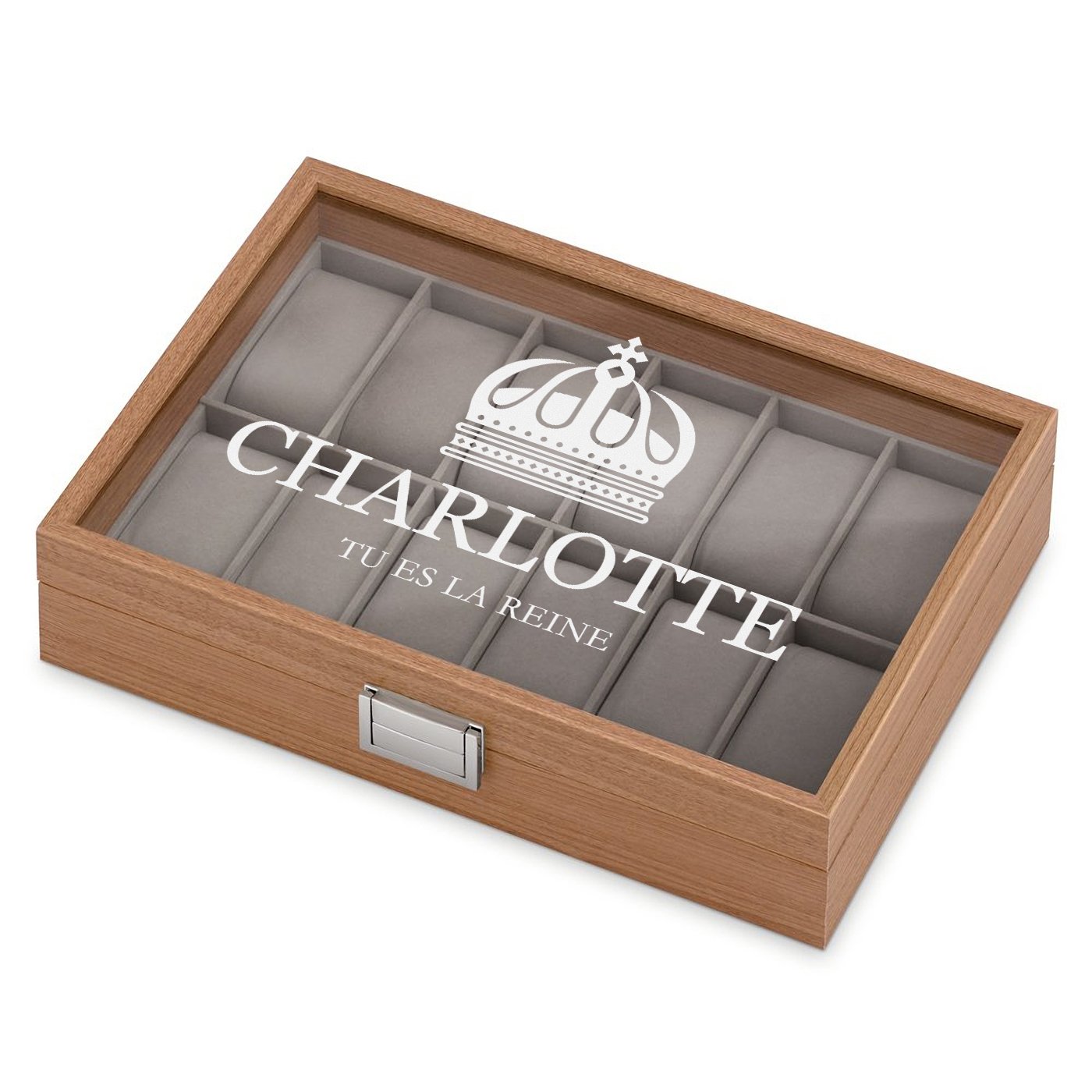 Caja de relojes grabada Murrano para el cumpleaños de una amiga