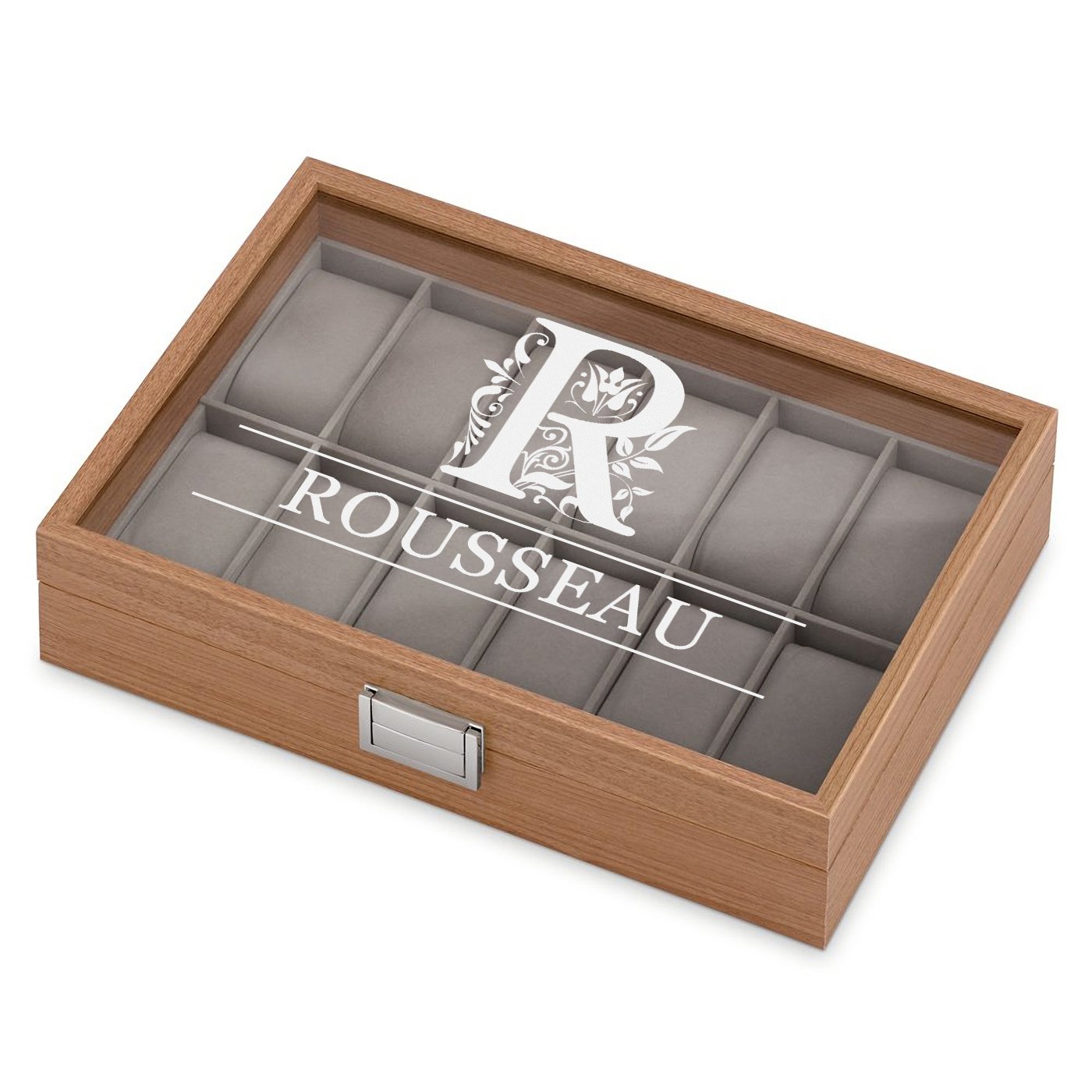 Caja de relojes grabada Murrano para el cumpleaños de un ser querido