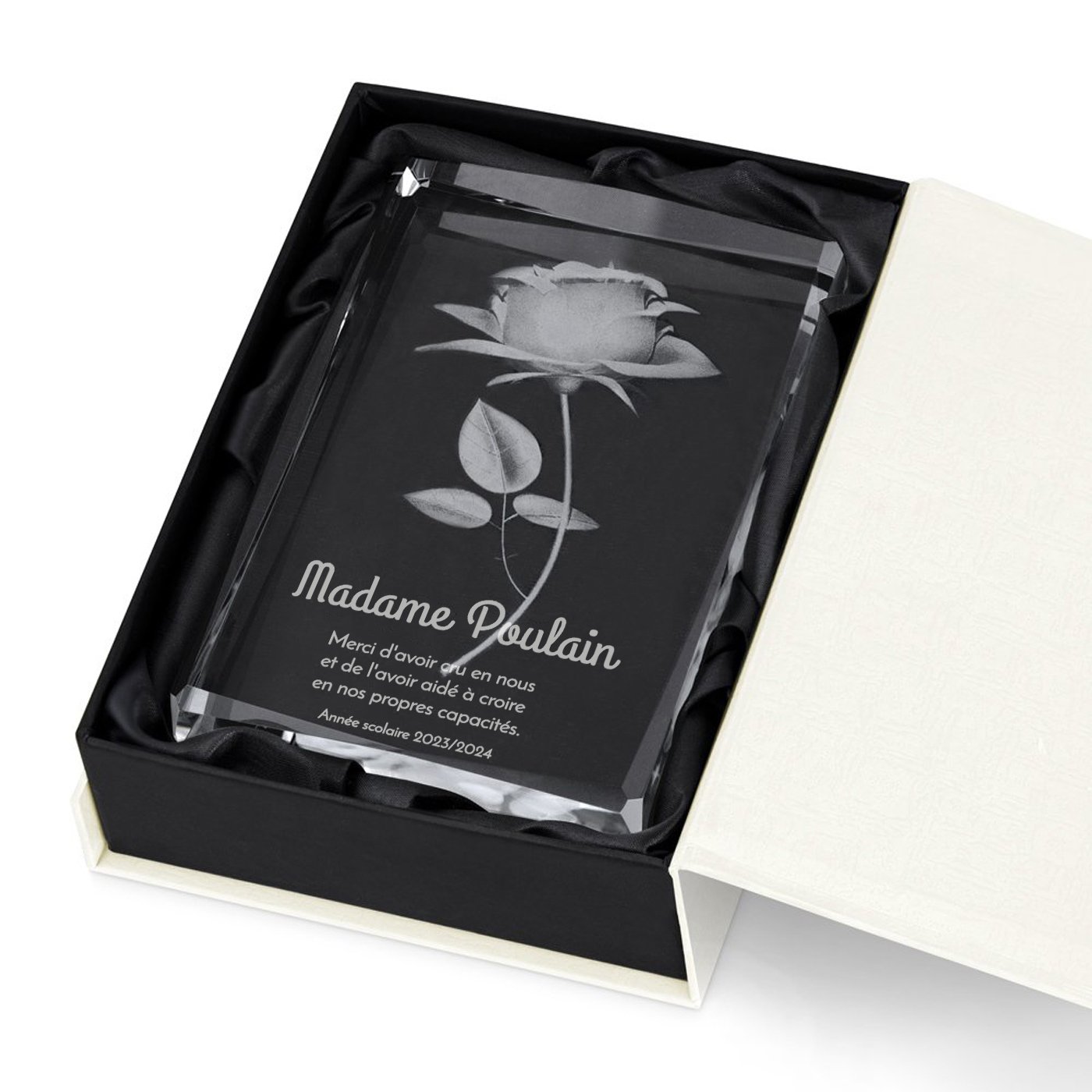 Murrano Crystal Rose Statue with Custom Box for Teacher
