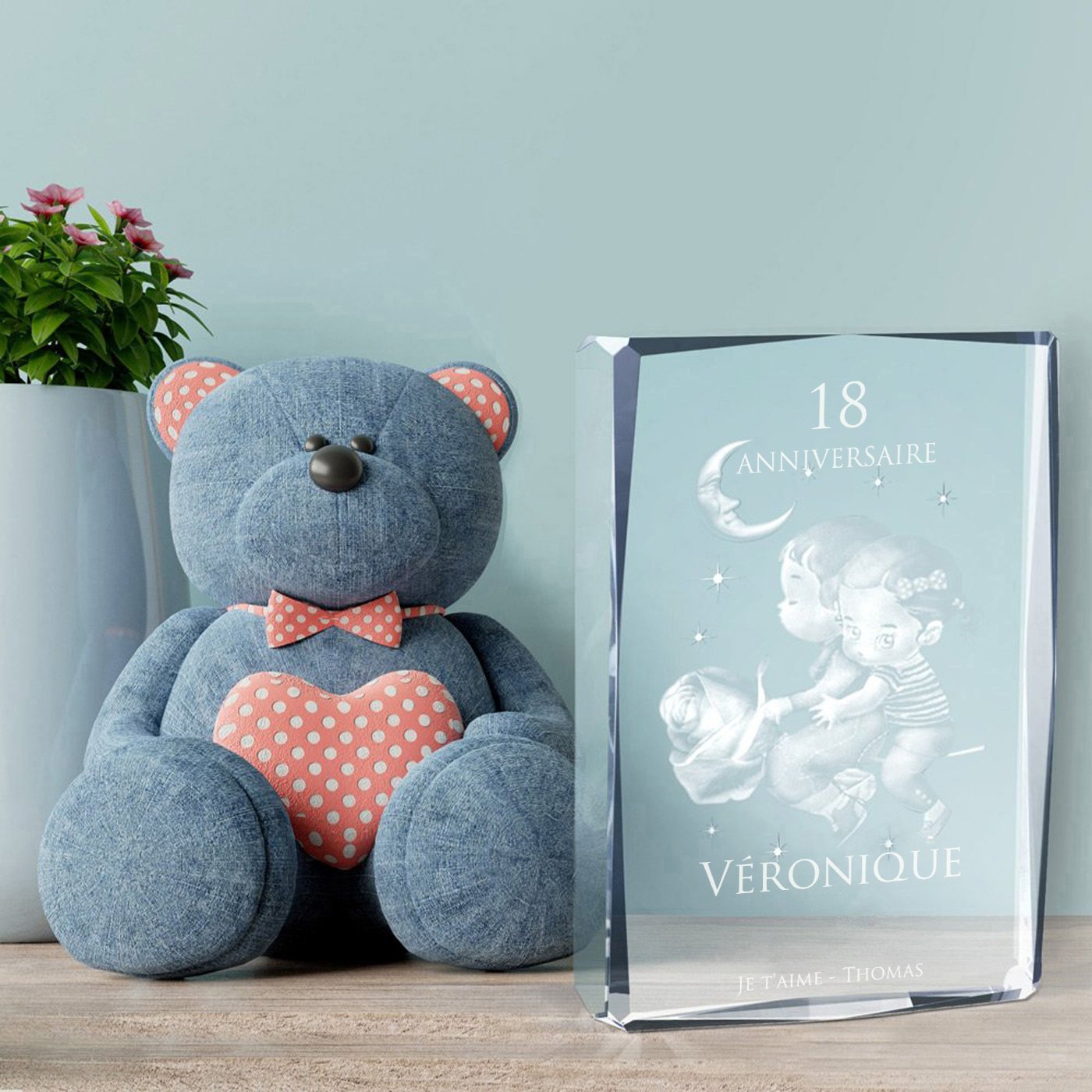 Figura de cristal Murrano con grabado 3D en caja personalizada para su 18º cumpleaños