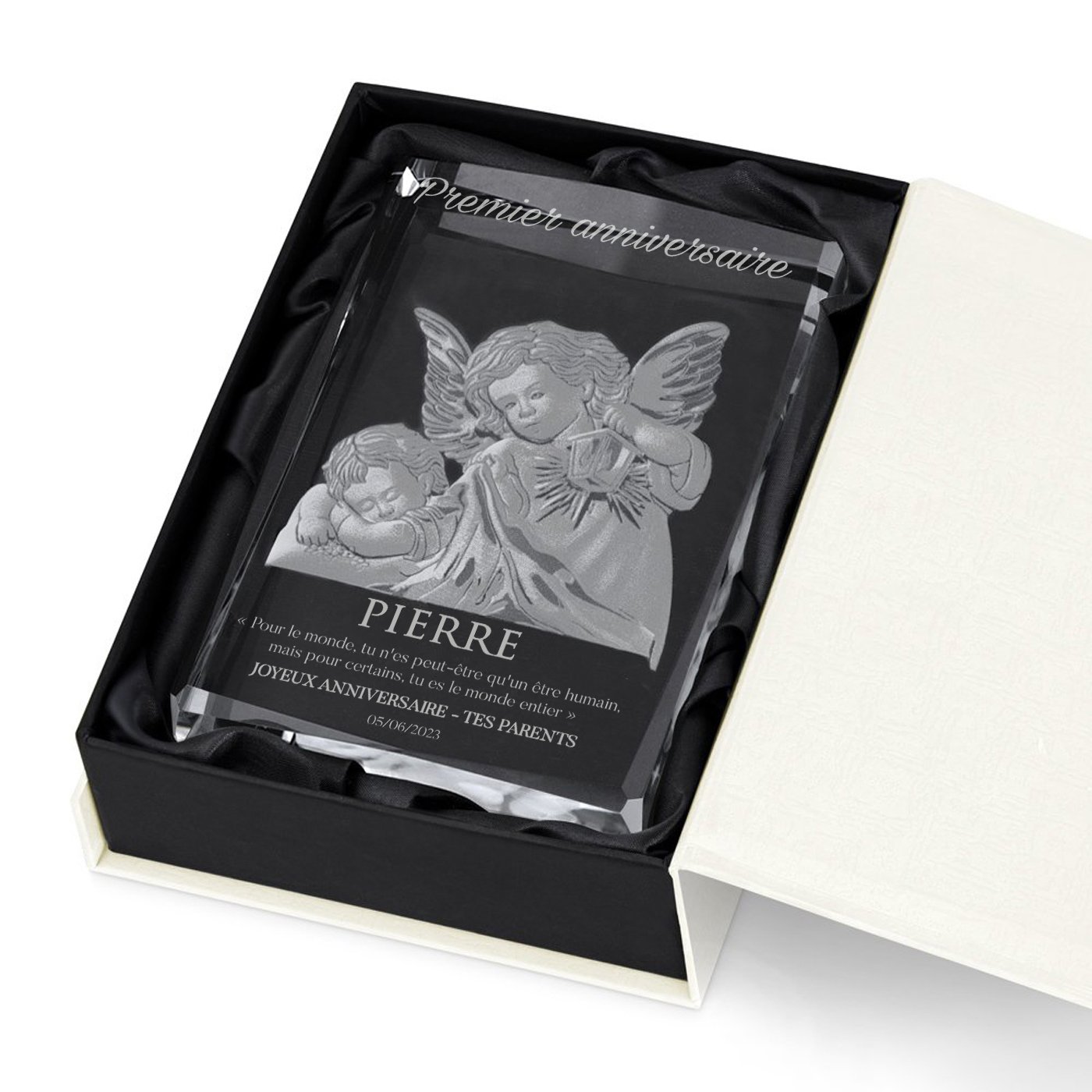 Murrano Guardian Angel Crystal Figurine with Custom Box for 1-Year-Old Boy