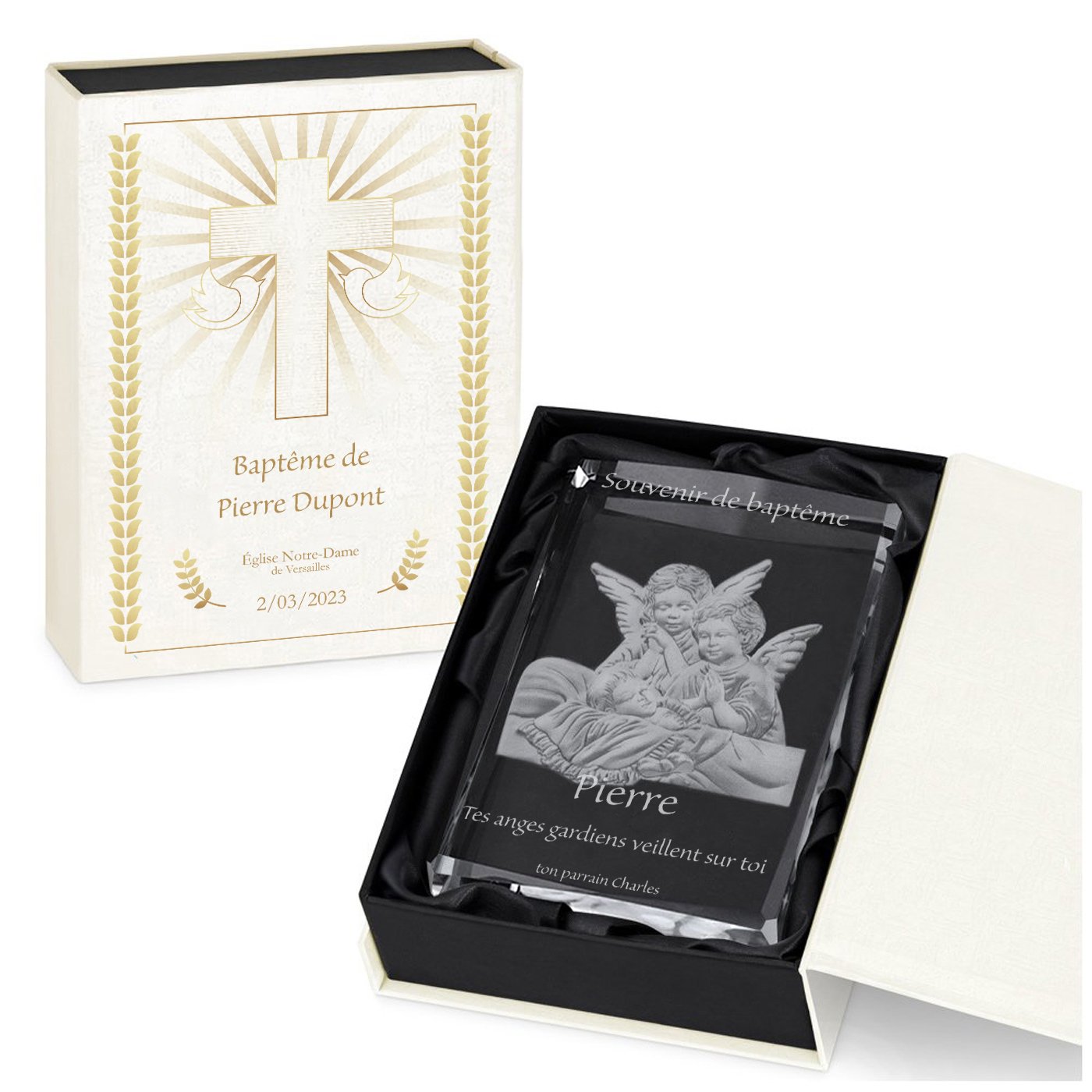 Figura de ángel de cristal con caja personalizada de Murrano