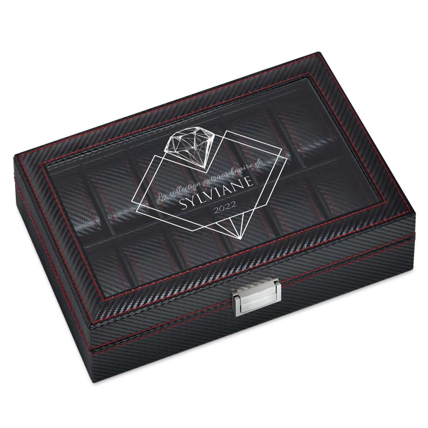 Murrano Customized Black Carbon Watch Box for Women's Birthday