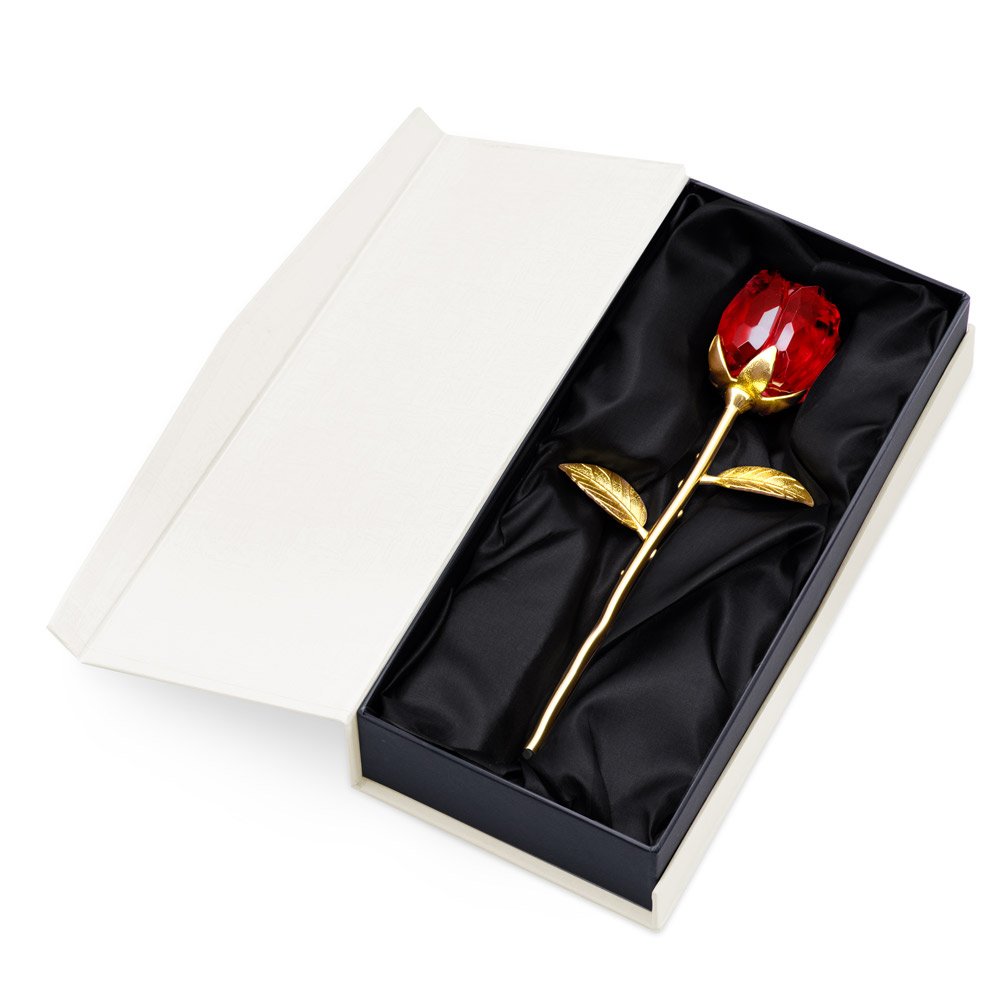 Murrano Eternal Rose in Crystal + Personalized Box for a Friend