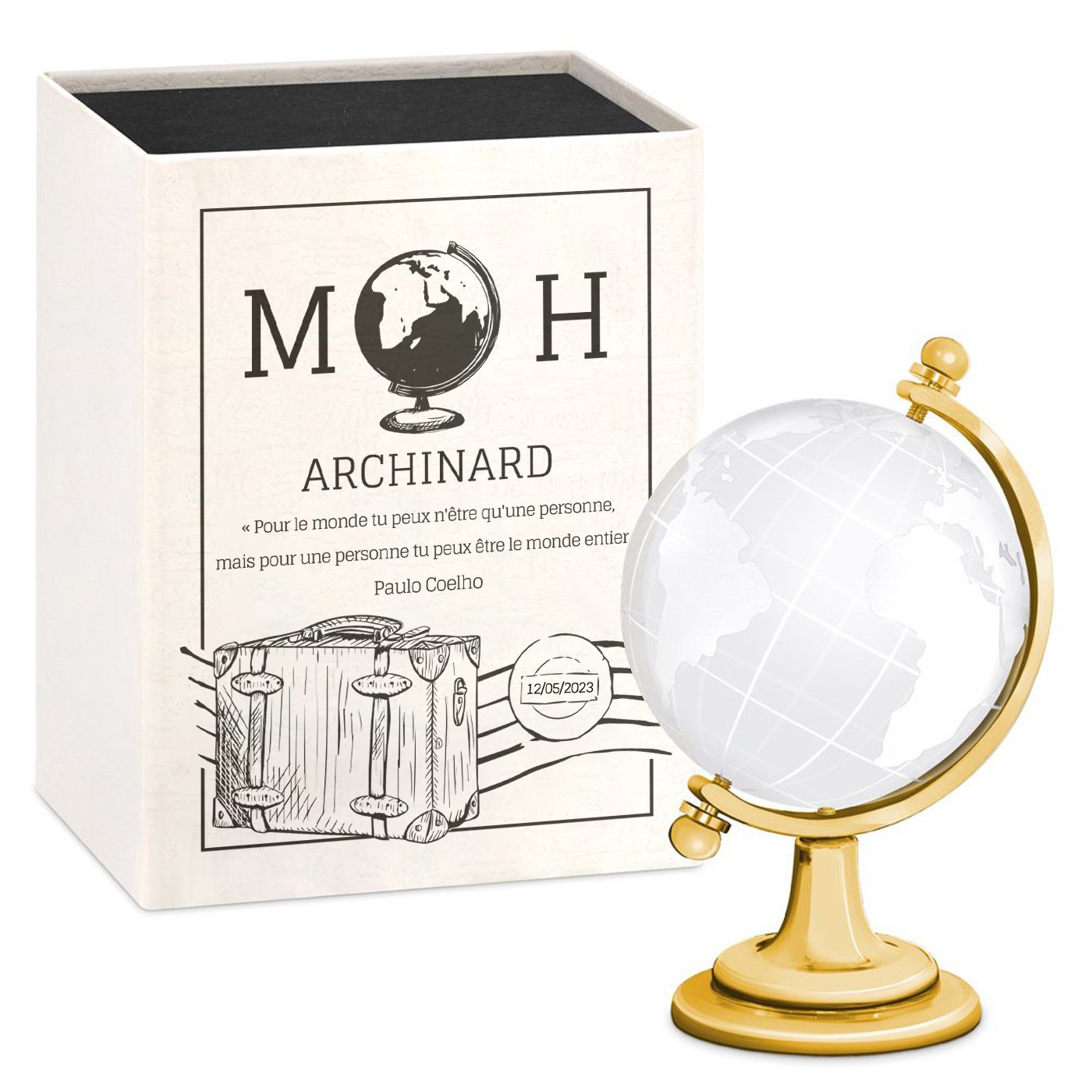 Globo de cristal Murrano con caja personalizada - Regalo perfecto para bodas y aniversarios