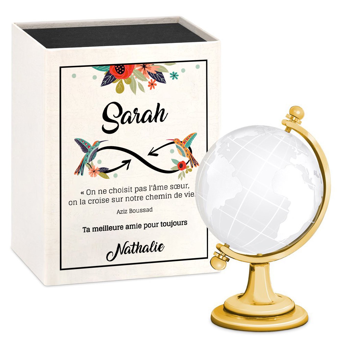 Globo de vidrio Murrano con caja personalizada para el cumpleaños de su mejor amiga