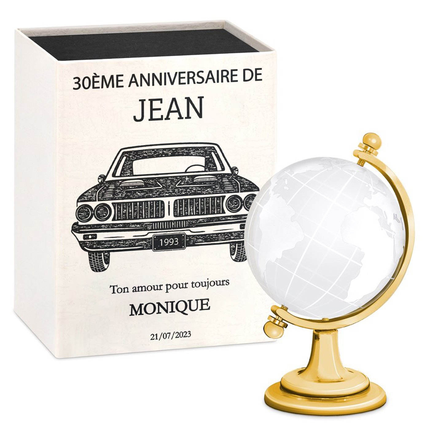 Globe en verre Murrano - Cadeau personnalisé d'anniversaire pour passionnés de moto