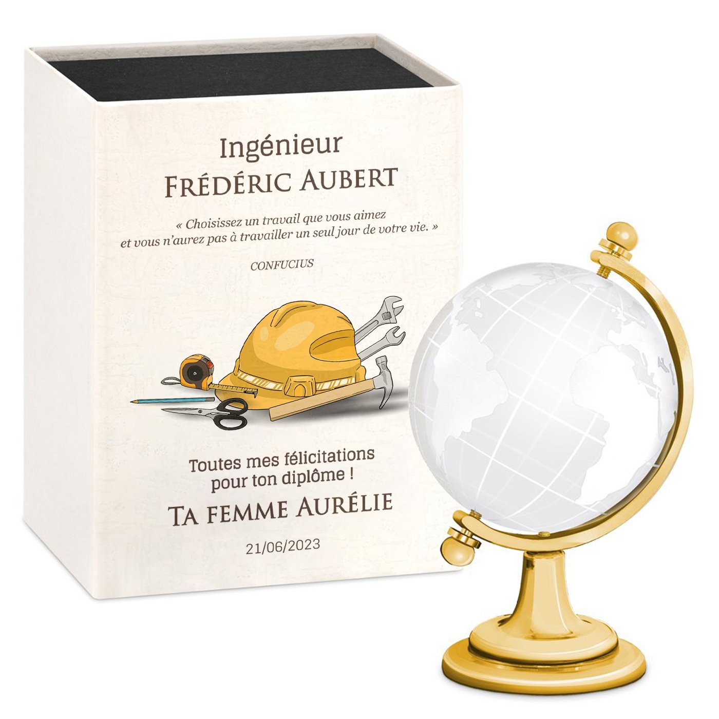 Globe en verre Murrano - Cadeau personnalisé pour ingénieur