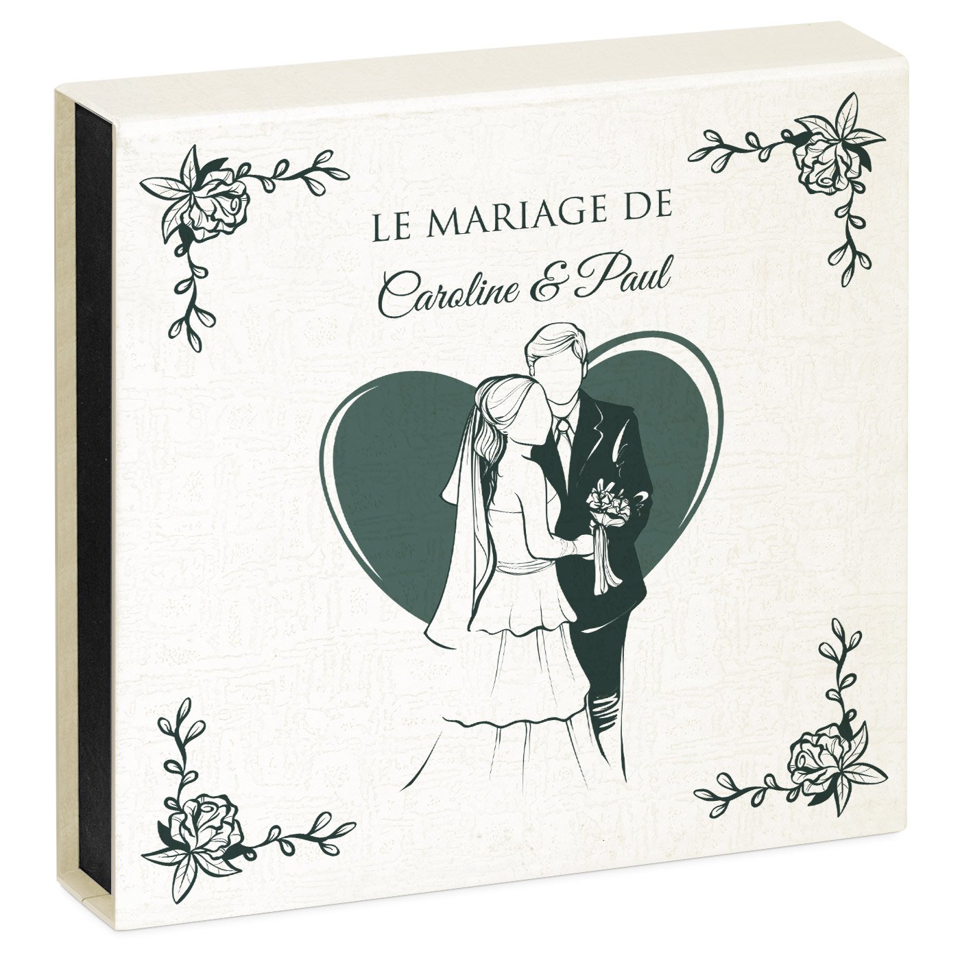 Cœur en cristal Murrano avec montre et coffret personnalisé gravé pour un couple - Souvenir de mariage