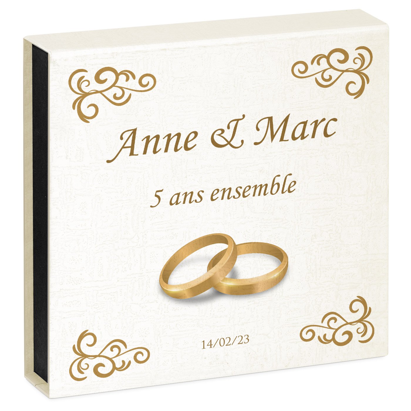 Corazón de cristal Murrano con reloj y estuche personalizado para pareja - 5º aniversario