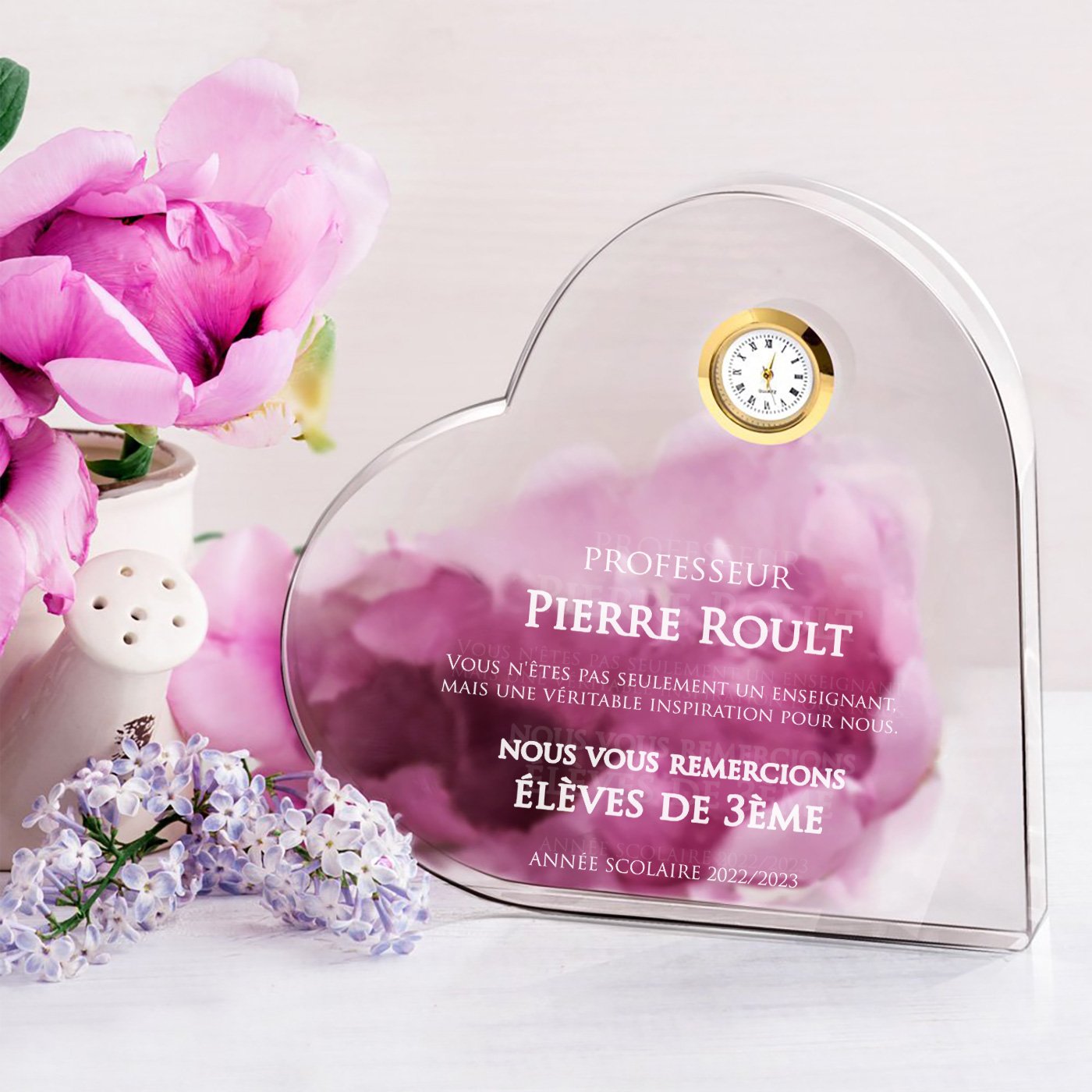 Murrano Crystal Heart with Watch in Personalized Box - Best Teacher Gift